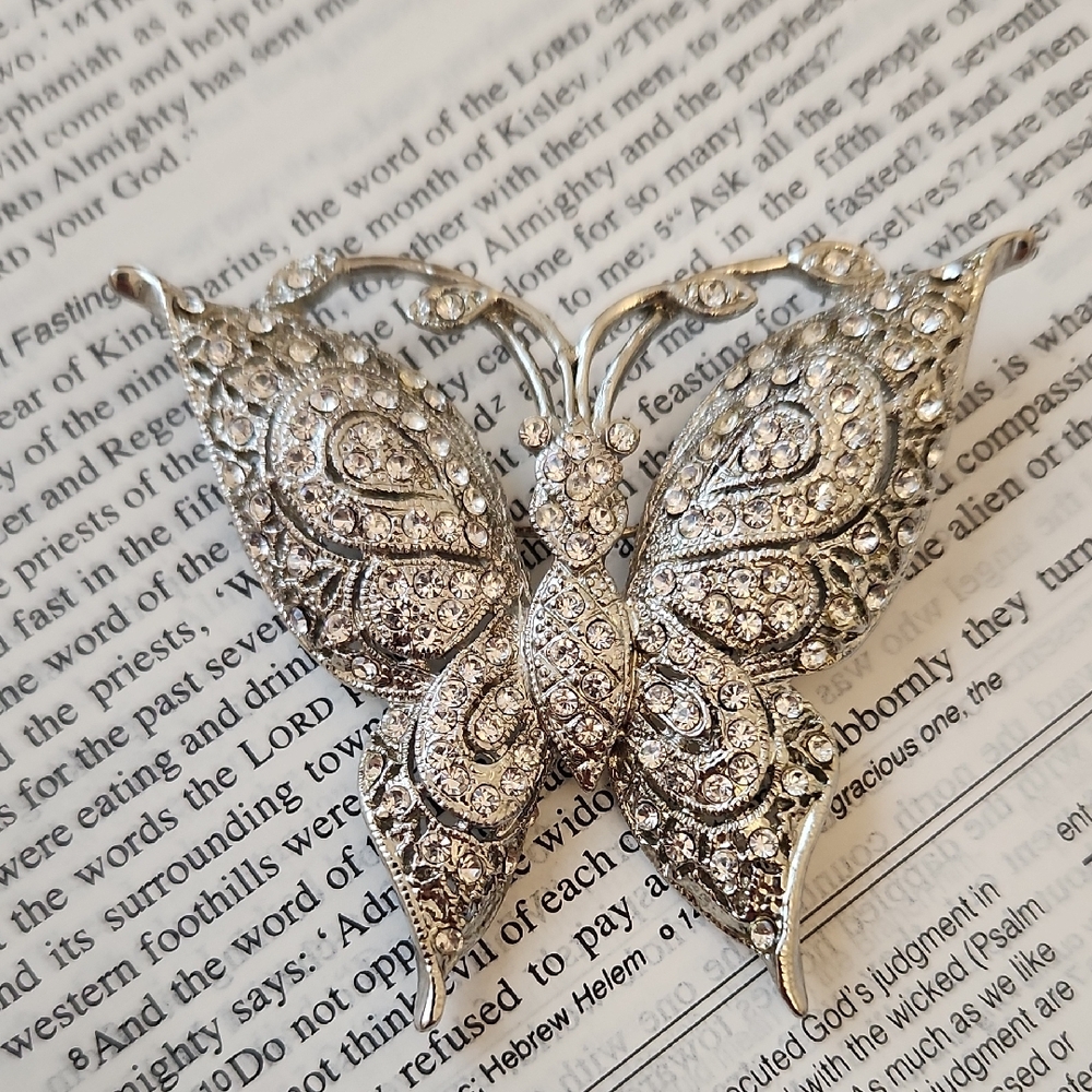 Elegant Silver Butterfly Brooch